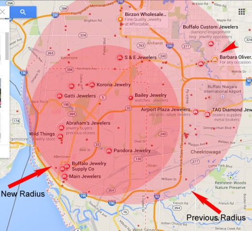 search radius